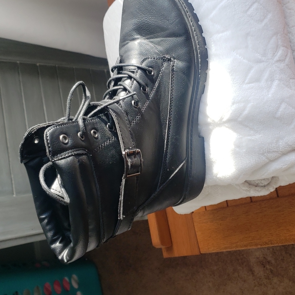 Black combat boots